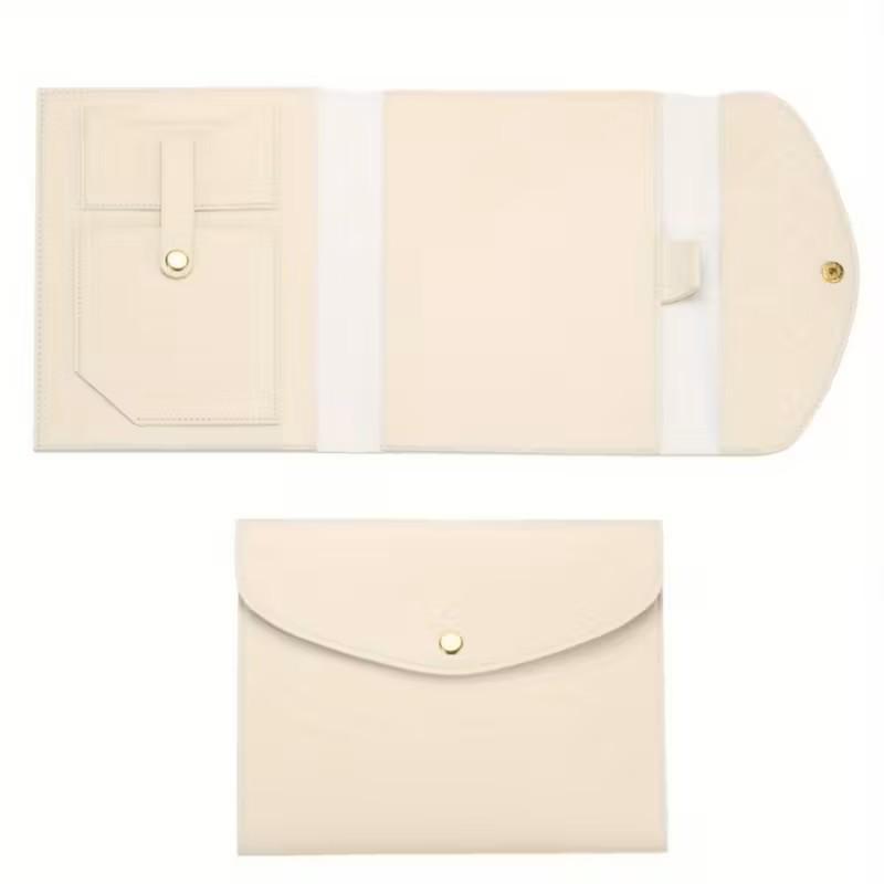 Cross-Border Fashion PU Leather Large Capacity Business Document Organizer Folder бежевый