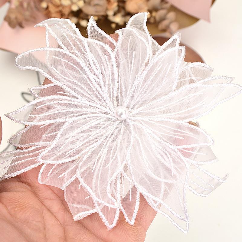 Embroidered Flower DIY Patch Applique Pearl Garment Accessories Decor Stereoscopic Sewing Supplies