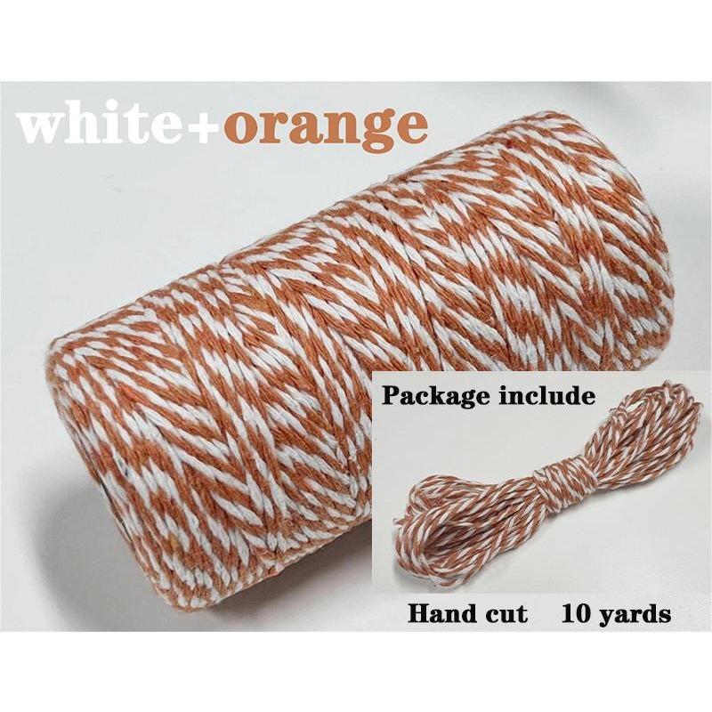Sfoară Bumbac Bicolor 2mm 10 yarzi Sfoară Bakers Twine Fir Bumbac pentru Decor Acasă Handmade DIY Ambalare Cadou Crăciun