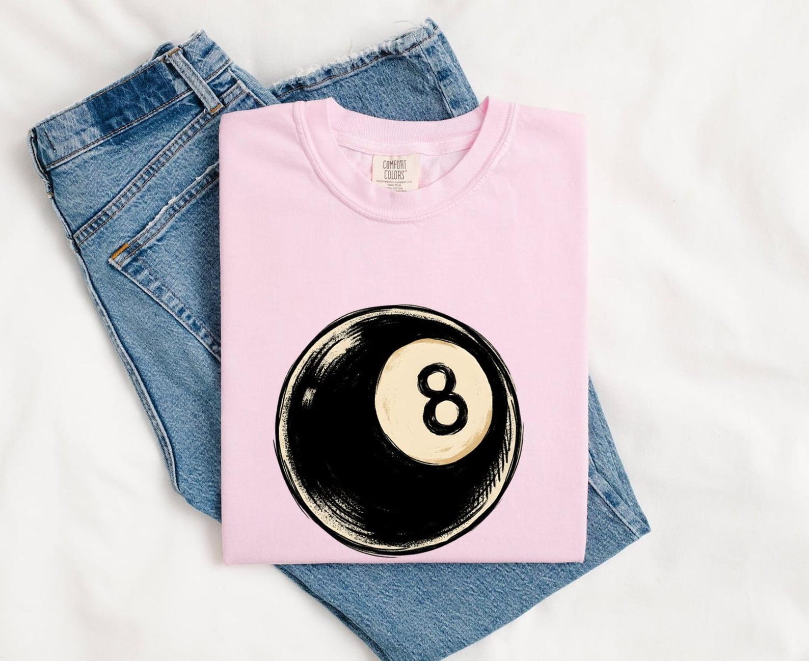 Eight Ball Shirt Billiards Sports Gift Women Hand Drawn Tee Pool Ball T-Shirt Pool Fan Hand Drawn Tshirt Athlete Graphic Retro Billiards XL