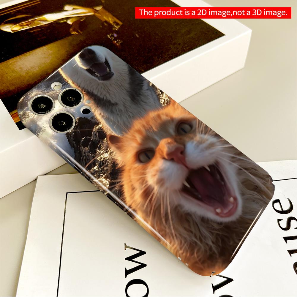 Sunset Sea Adventure: Husky & Ginger Cat Roar All inclusive film hard phone case, compatible with iPhone 18 Pro Max 17 16 15 14 13 12 11