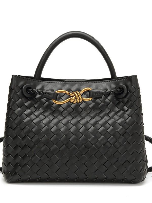 2025 Large Capacity Metal Buckle Woven Tote Bag - Women's Shoulder & Crossbody Fashion Handbag