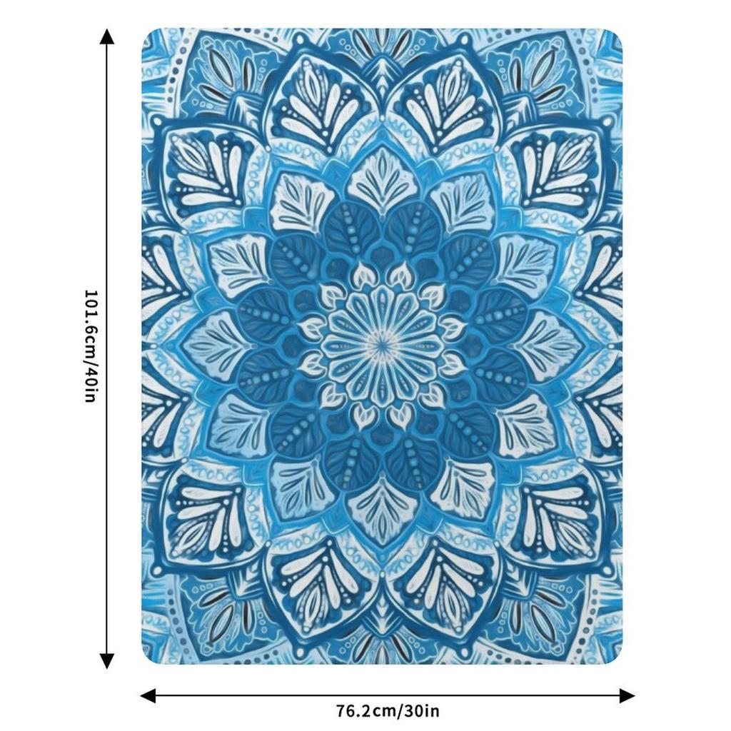 Boho Mandala In Monochrome Blue and White Throw Blanket All Season Lightweight Soft Blanket for Bed