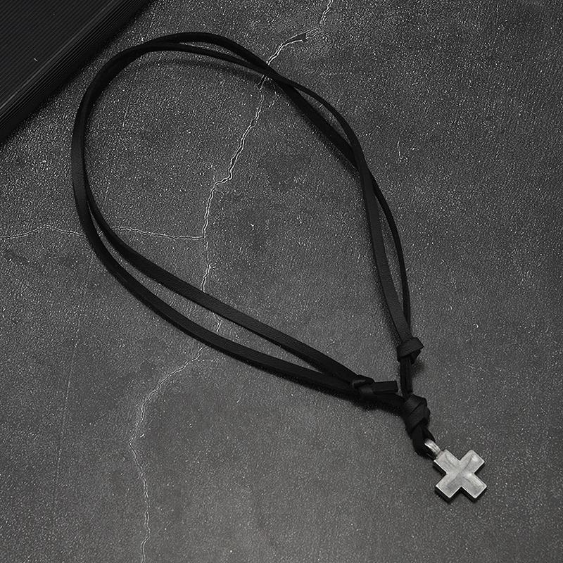 Alloy Cross Necklace Vintage Woven Leather Personality Jewelry For Men Women Cross Trend Element