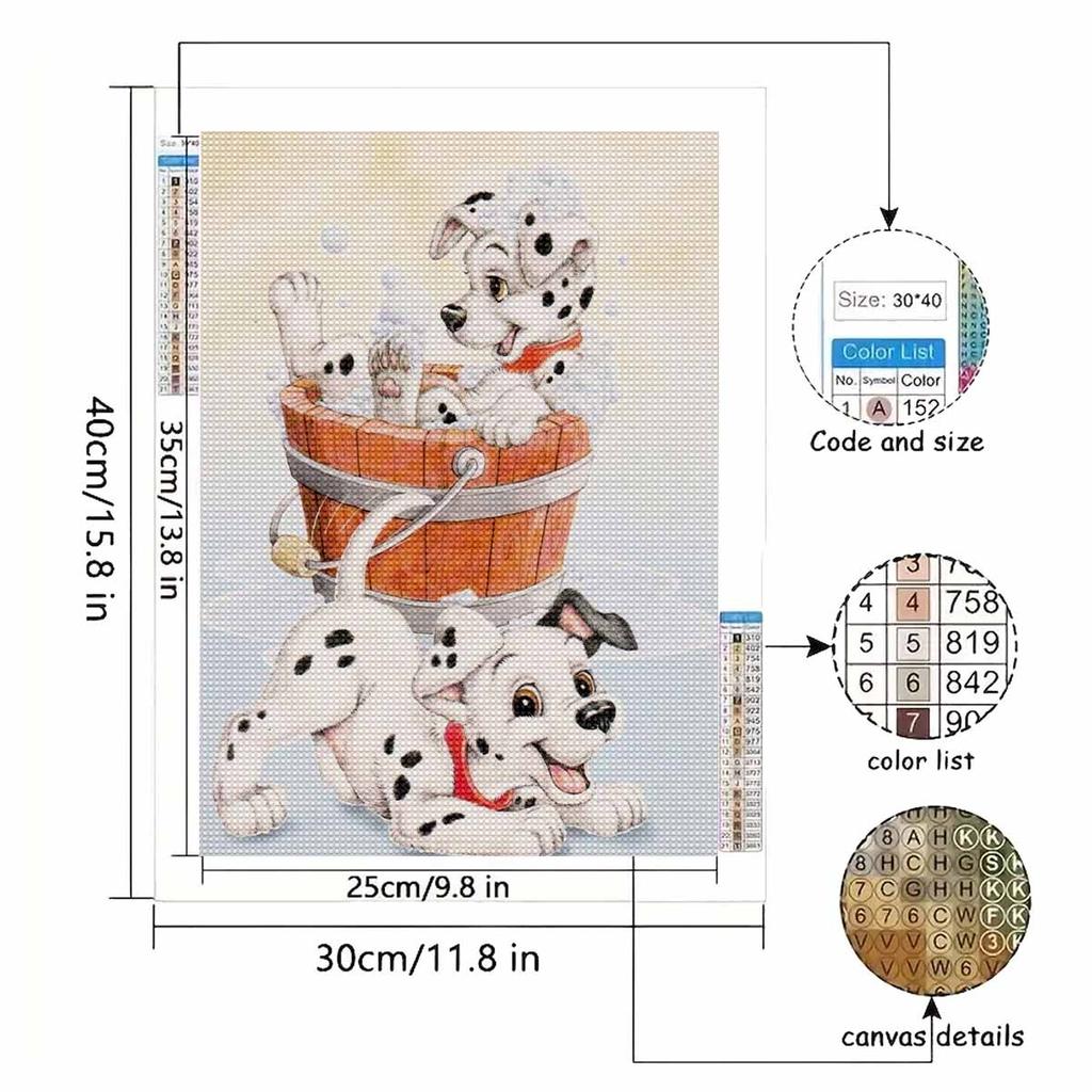 DIY Diamond Painting A dog taking a bath Cross Stitch Kit Mosaic Art Diamond Painting Full Circle Diamond Home Decoration