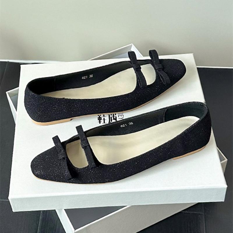 Fashion Comfortable Breathable Women's Loafers Elegant Pointed Toe Butterfly Knot Design Flats Autumn Low-heeled Casual Mary Jane Shoes