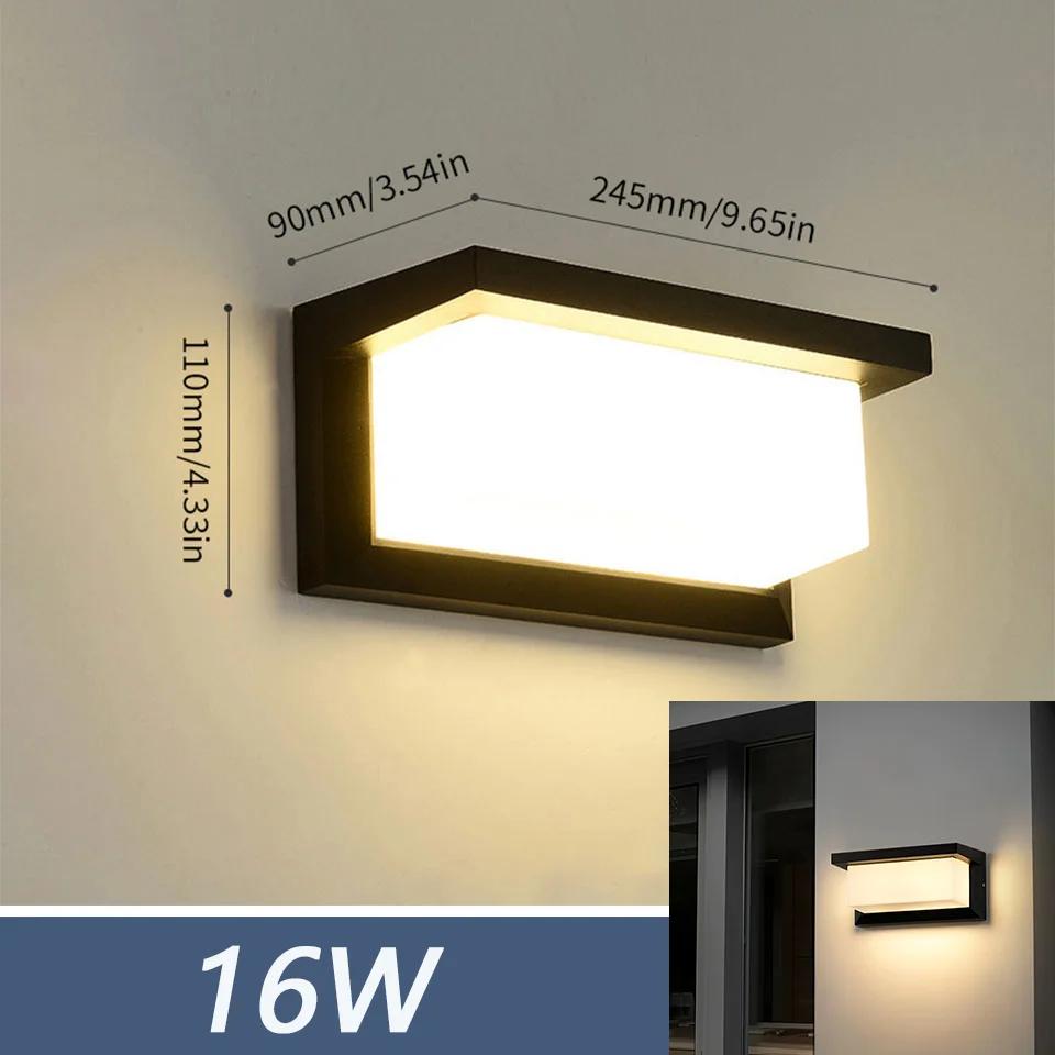 Zewnętrzna lampa ścienna LED Wodoodporna IP66 Czujnik Ruchu Zewnętrzne Oświetlenie LED Lampy na ganek Balkon Oświetlenie Ogrodu Zewnętrzna Lampa Ścienna