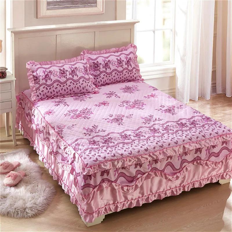 100% утолщенное стеганое покрывало из хлопка кружевная юбка для кровати принцессы — фото 16