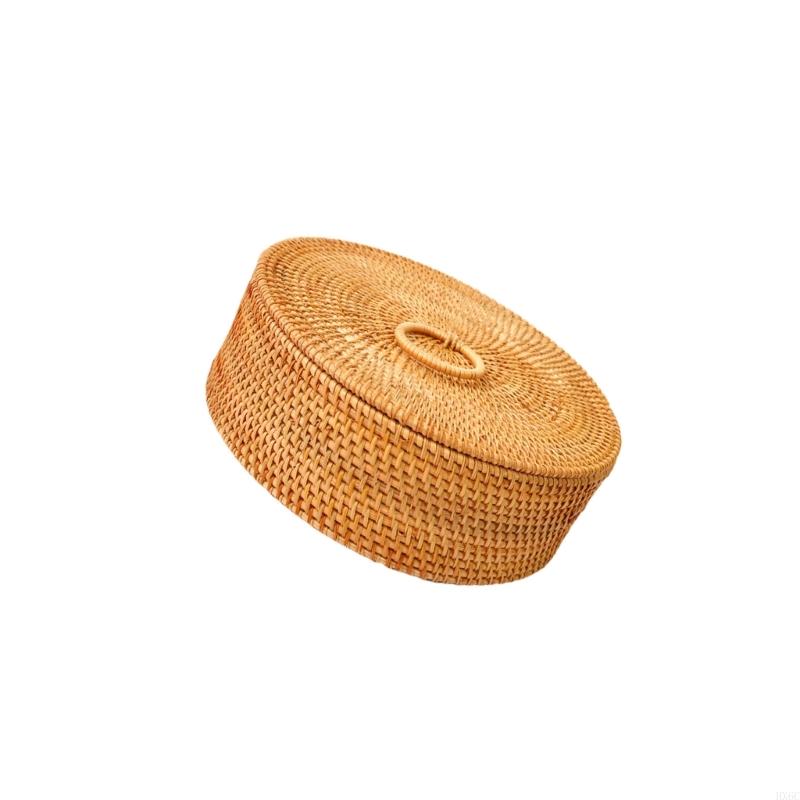 Handgeweven Ronde Rotan Opbergmand Met Geventileerd Deksel Voor Huisorganisatie Natuurlijk Vietnamees HX6C