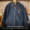 Men's American Retro Denim Detroit Jacket: Washed & Distressed Casual Lapel for Spring