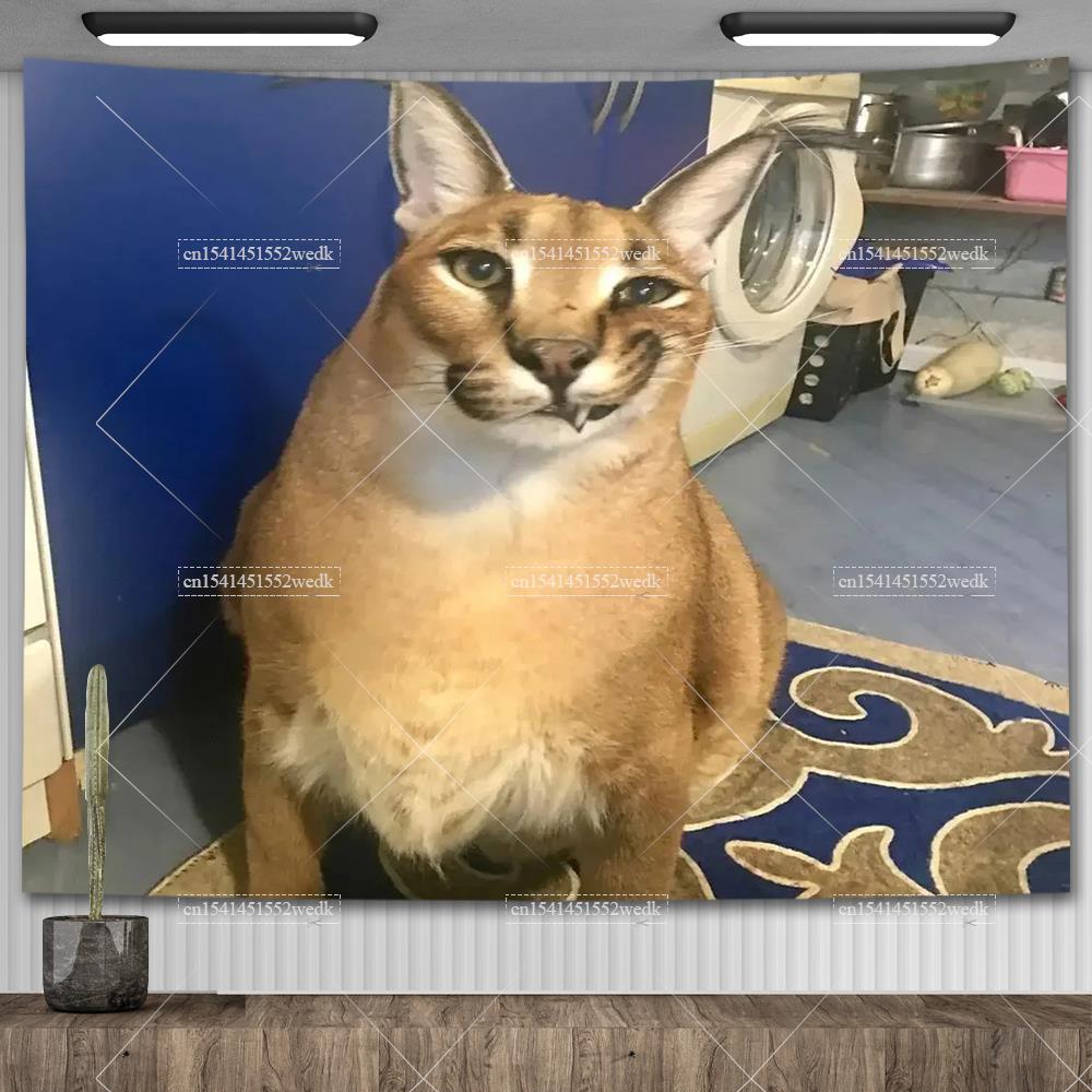 Communism Floppa Tapestry Wall Hanging Kawaii Big Floppa Cat Meme Tapestrys Macrame Aesthetic Home Decoration Party Backdrops