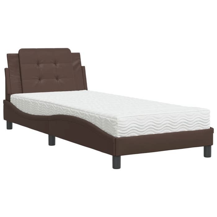 VidaXL Lit avec Matelas, Lit Rembourré avec Coussin de Tête de Lit, Lit Simple, Lit Adulte, Meuble de Chambre à Coucher 3208840