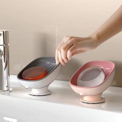 1Pcs Bathroom Soap Dishes Holder Self Draining Soap Box with Super Suction Portable Soap Container for Bathroom Accessories