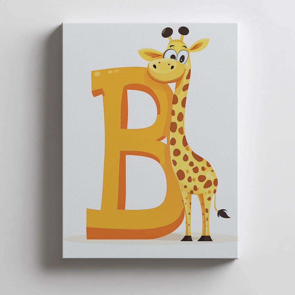 Plakat Śmiejąca Się Żyrafa Przy Literze B Plakat Śmiejąca Się Żyrafa Przy Literze B, 30X40 Cm, Bez Ramy, Papier Matowy 230 Gsm
