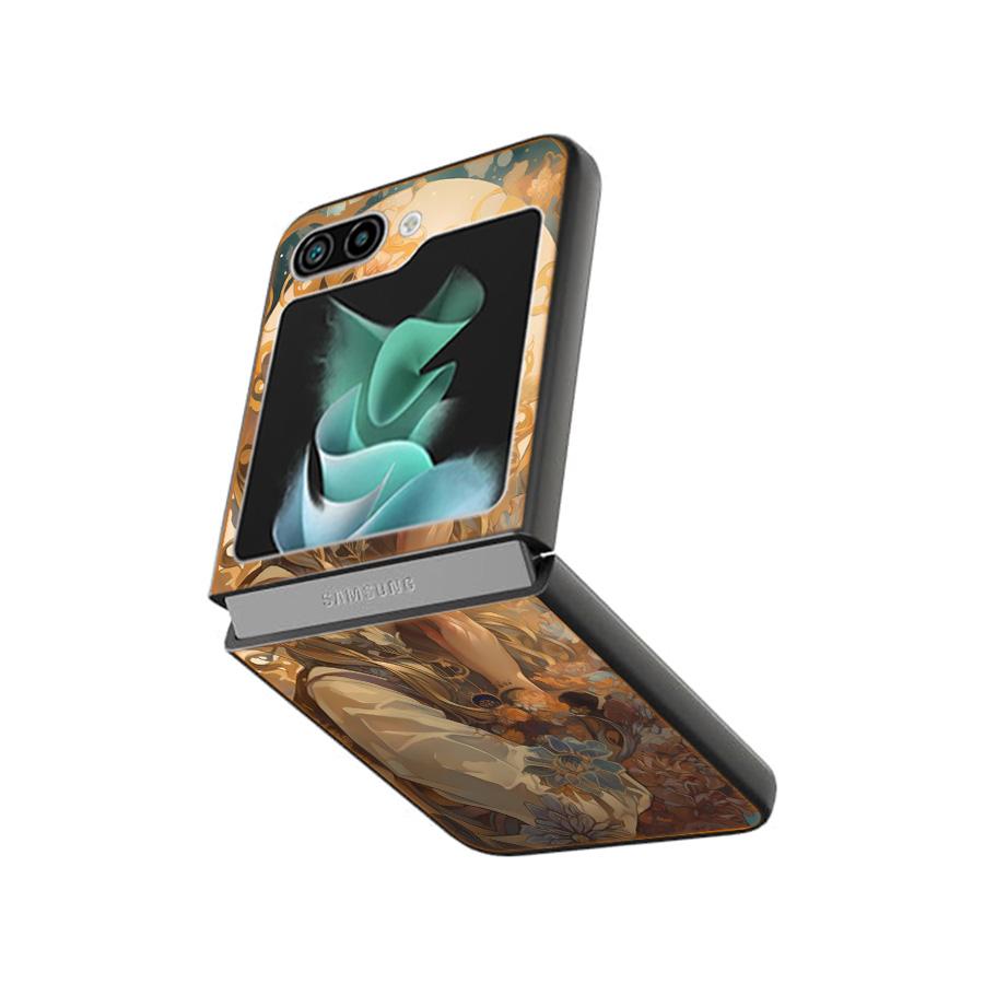 Exquisite Loish Style Blumen Handyhülle für Damen für Samsung Z Flip 7 6 5G Galaxy Z Flip4 Z Flip5 Z Flip3 Coque Schwarzes Hartes PC Sh