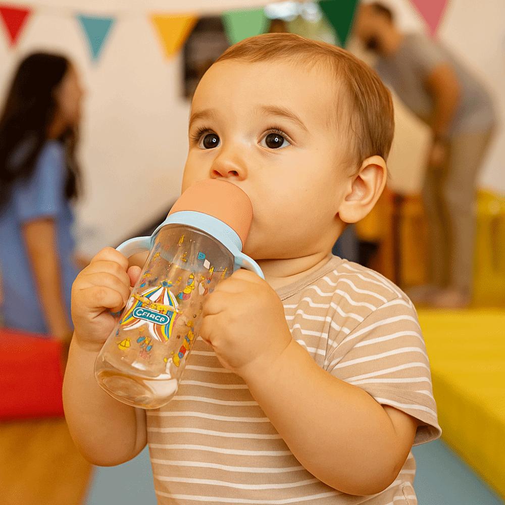 with Handle Baby Milk Bottle Cartoon Baby Drinking Cup Portable Baby Feeding Bottle  Travel