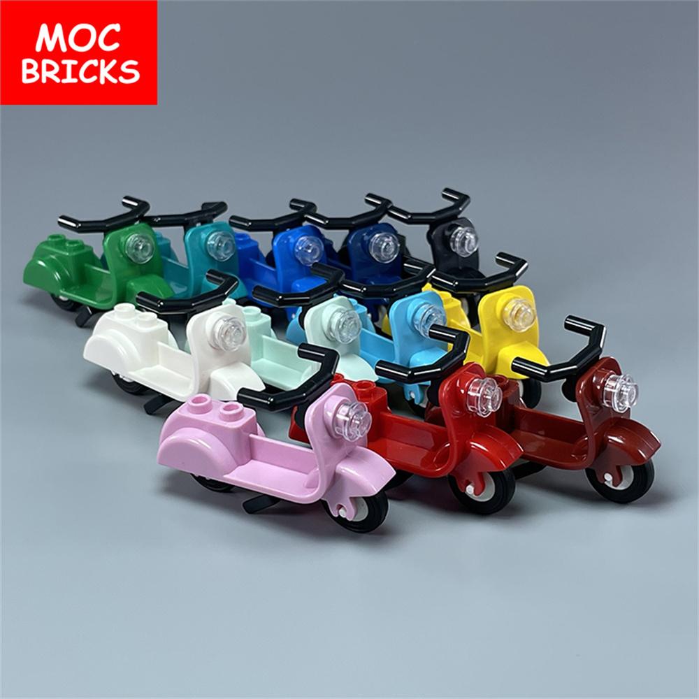 Custom Build Bricks Scooter with Stand motorbike Angular Handlebars Assembling Creating Modules fit with 15396c01 Toy Sets kids gifts