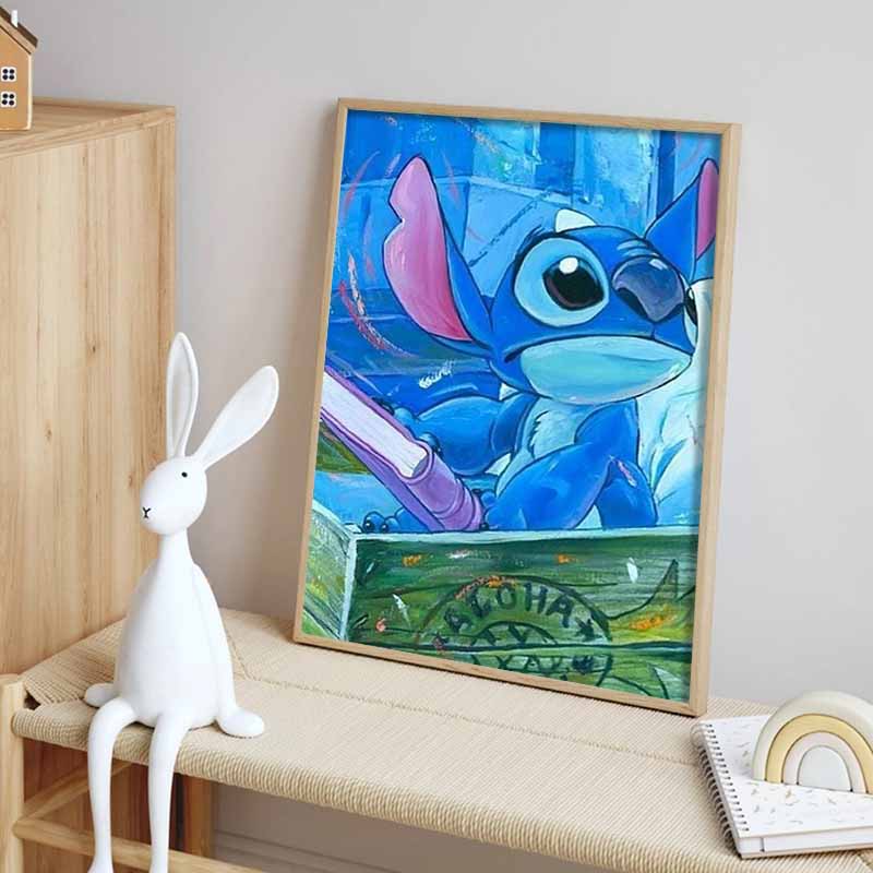Disney Diamond Painting Set Stitch Oil Painting Style Healing Illustration Embroidery Wall Decoration DIY Set Gift Handmade Crystal 5D Diamond