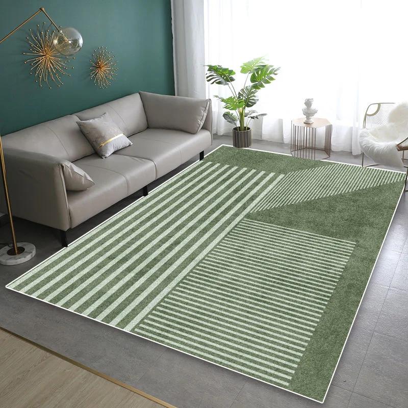 Minimalist Green Area Rug Non-Slip Soft Carpet for Living Room Bedroom Bedside Floor Mat Home Decor