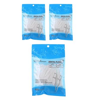 White Disposable Smart Pouch Type Dental Floss 8.5 X 2.5 Cm G7180, 100 Pieces, 3 Pieces