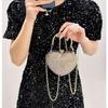 1 Piece Rhinestone Mini Handbags Luxury Diamond Inlay Heart Shape Crystal Clutch Purse Evening Wedding Party Shoulder Bag
