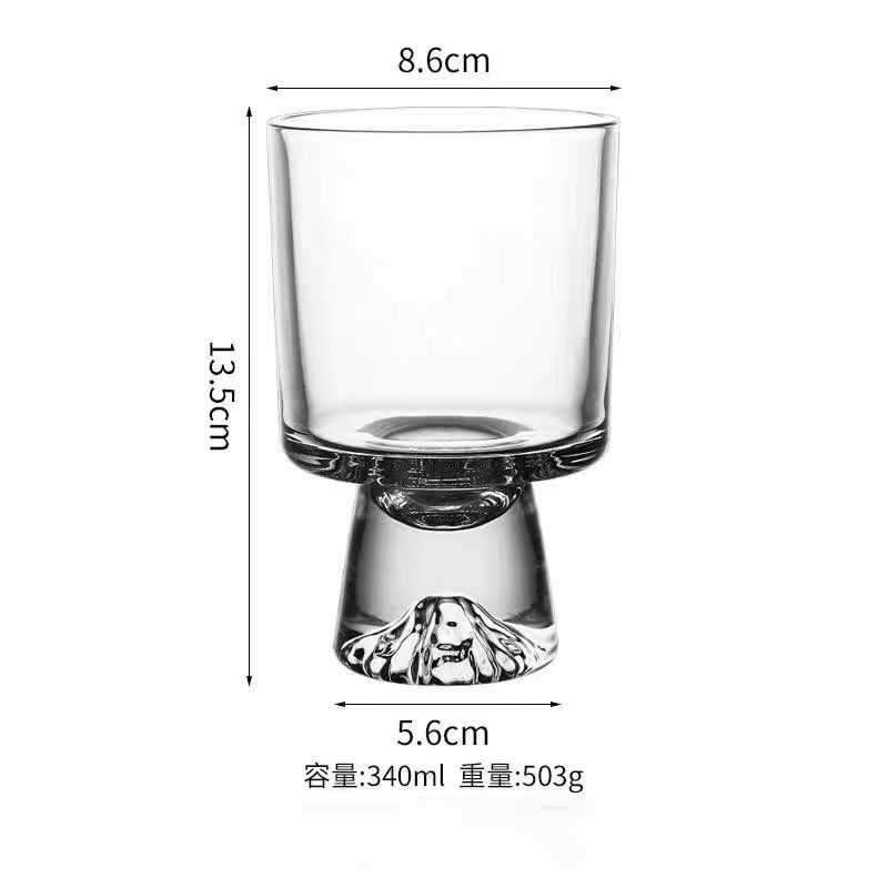Pink Mountain Design Glass Tumbler High Foot Unique Cocktail Coffee Ice Cream Cup for Home Bar Party Gift