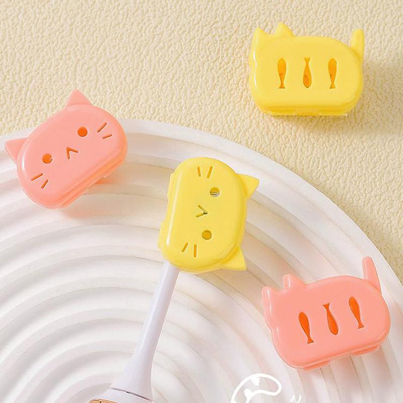 4Pcs Cat Shape Travel Toothbrush Head Covers Toothbrush Protector Cap Case Protective Portable Plastic Clip For Household Travel