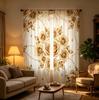 2PCS Digital Printed Curtains, Pearl Shimmer Rose Luxurious Elegant, Rod Pocket Window Drapes for Living Room Bedroom Decor