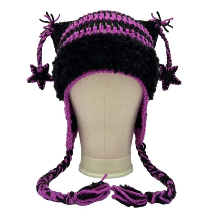 Cartoon Kitten Hat Skiing Photo Props Halloween Thick Hat Adults Kids