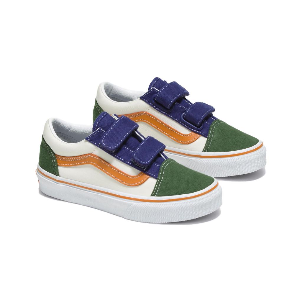 Vans Old Skool V Casual Comfortable Durable Breathable Low Top Kids Skate Shoes Kids sneaker White Green VN0A38HD6GL