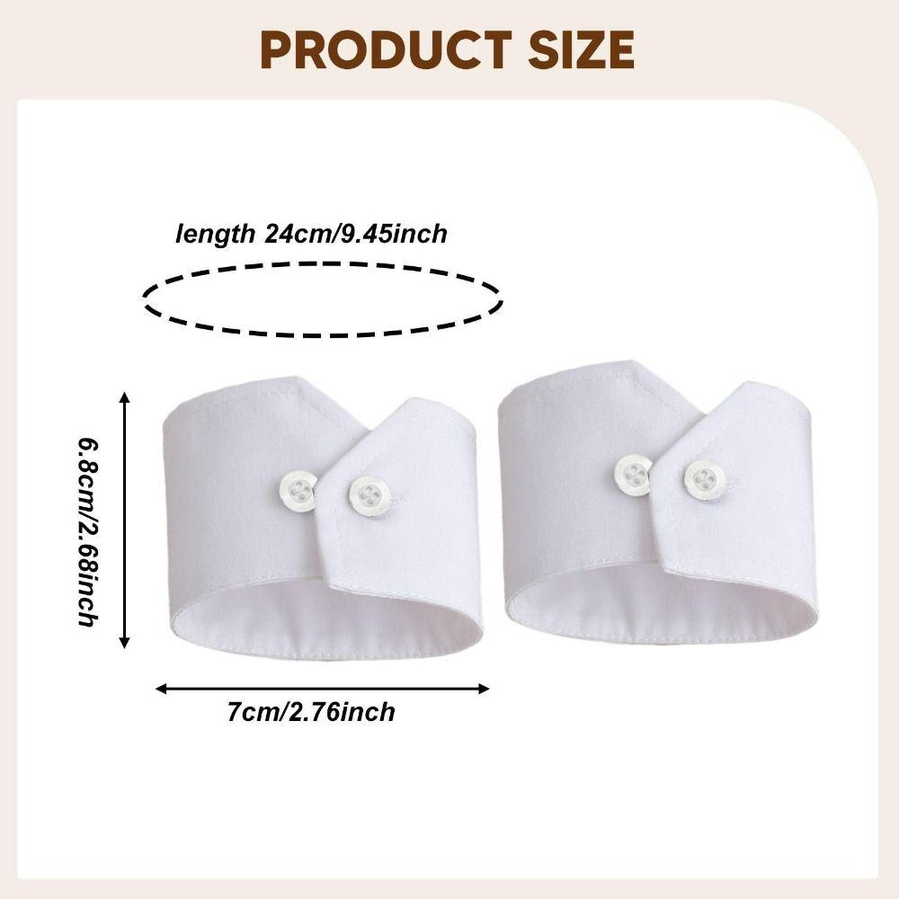 Elegant White Black False Wrist Cuffs Detachable Polyester False Collars Costume Accessory Black Button Shirt False Simple Cuffs
