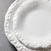 Circular Solid Color Ceramic Plate, 8-10 Inch Rock Patterned Relief Edge Dessert Plate, High-end Hotel Restaurant Tableware