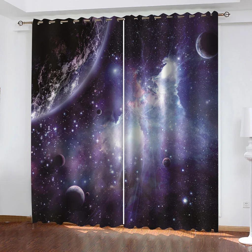 Weltraum Astronauten Vorhänge für Kinderzimmer Wohnzimmer Vorhänge für Wohnzimmer 2 Stück Kostenloser Versand