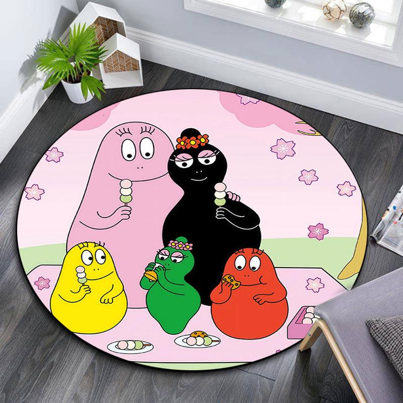 Barbapapa3,Round Area Rug,Carpet Rug for Living Room Bedroom Sofa Playroom Decor,Non-slip Floor Mat