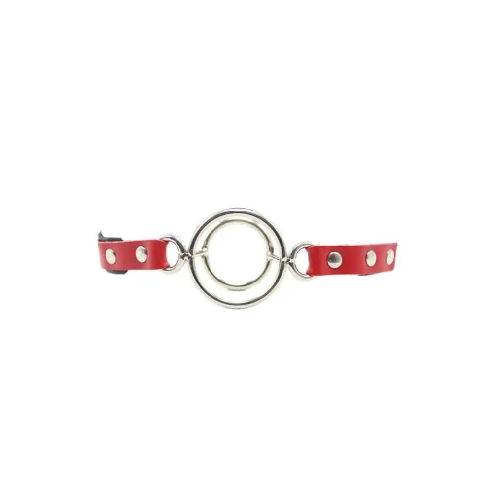 Steel Double Ring Gag Bondage Flail Open Mouth Oral Fixation Mouth Plug Round Stuffed Head Restraints Sex Toy Belt For Couple