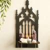 Black Wood Gothic Throne Shape Wall Shelf Handcrafted Display Storage Rack Organizers For Art Plant Home Interior Decors