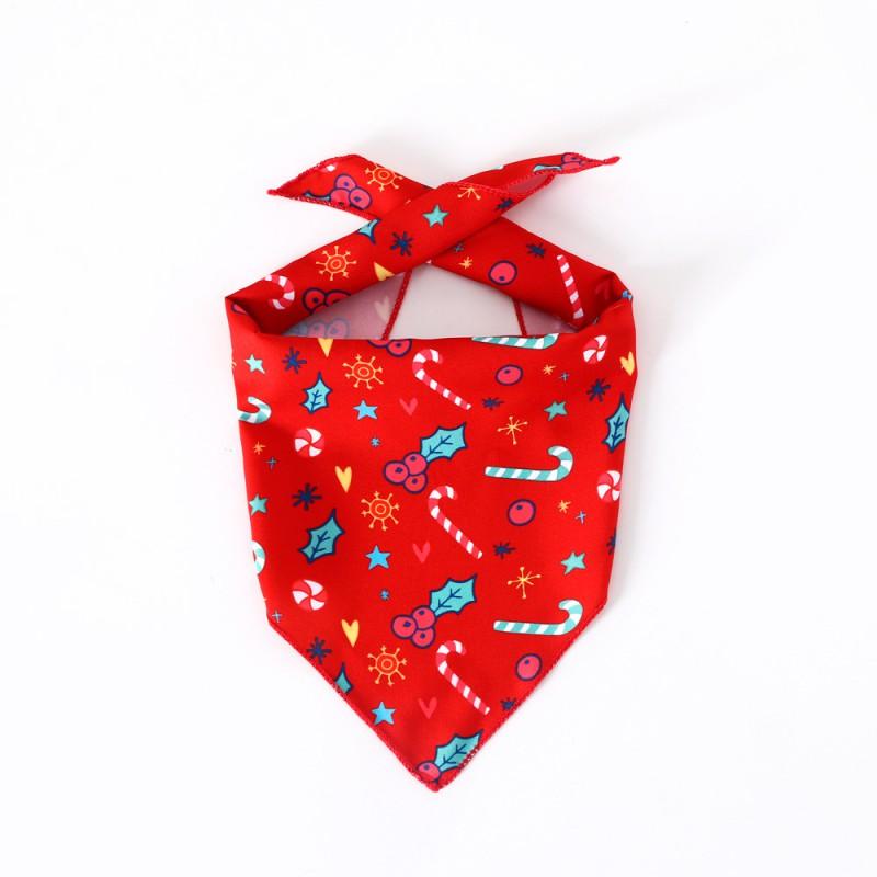 Pet Dog Cat Bandana Scarf Christmas Halloween Party Accessory Floral Print Cotton Triangle Bib