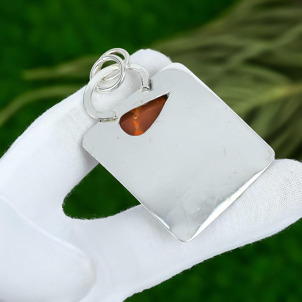 Friendship Day Deal Orange Turquoise Gemstone Mother New Pendant Sterling Silver