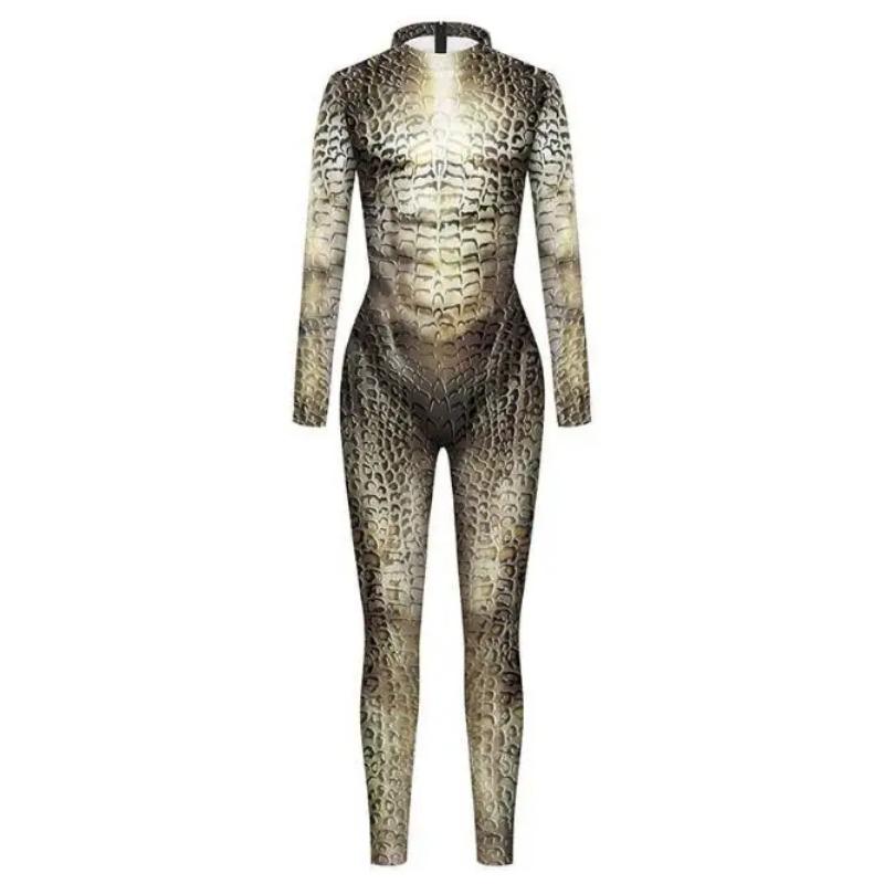 3D Krokodil Gedruckt Cosplay Body Kostüm Männer Frauen Schlange Haut Muster Zentai Halloween Party Overall Leistung Anzug