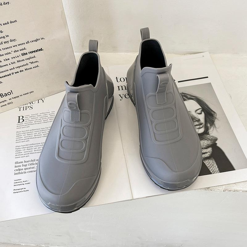 Short-tube Rain Boots for Women, Fashionable Outdoor Waterproof Rain Boots, Flat-soled Slimming Height-increasing Shoes, Rubber Shoes
