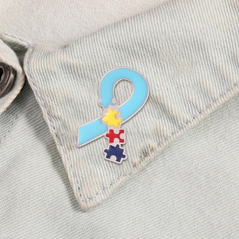 Broches de Esmalte Quebra-Cabeça Autismo Broches de Broche Autismo Broche de Lapela de Esmalte Quebra-Cabeça Arco-Íris Broche de Metal para Mochilas Bolsa