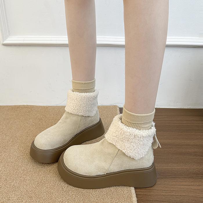 

Модные зимние женские ботинки Плюс бархатные утолщенные ботильоны из ПУ кожи Уличные холодостойкие теплые хлопковые туфли Нескользящие женские ботинки 35 бежевый