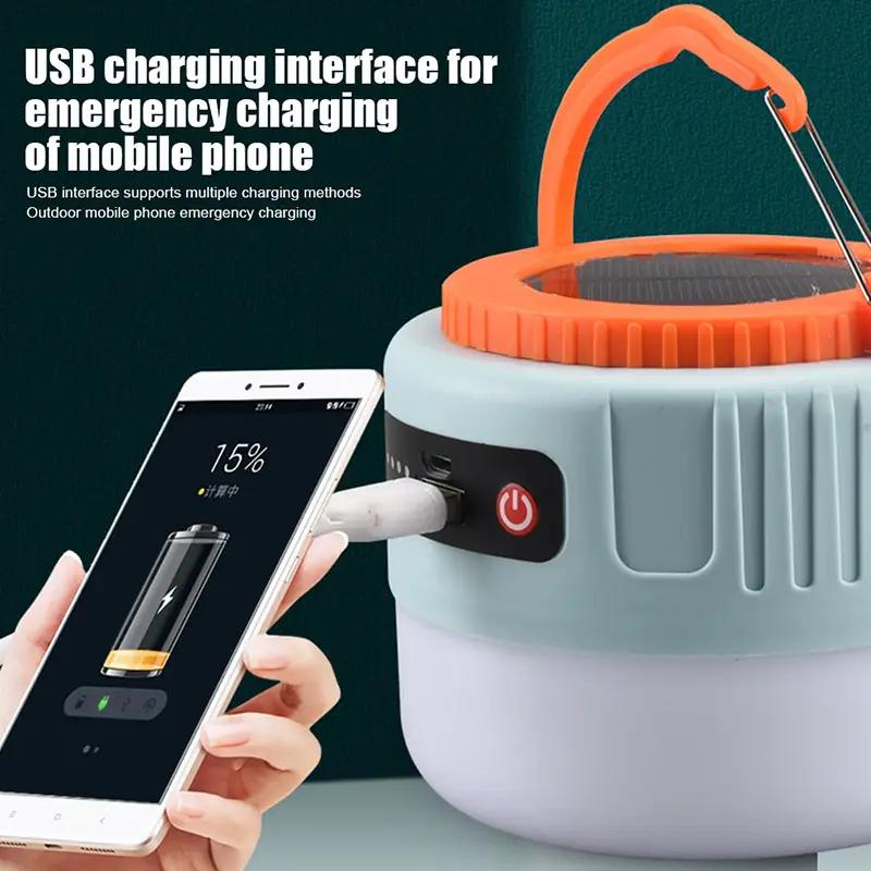 Solar & USB Rechargeable LED Camping Lantern, Portable, with Remote Power Bank Function for Emergency, Hiking, Fishing, ,Hurricane Camping Lighting