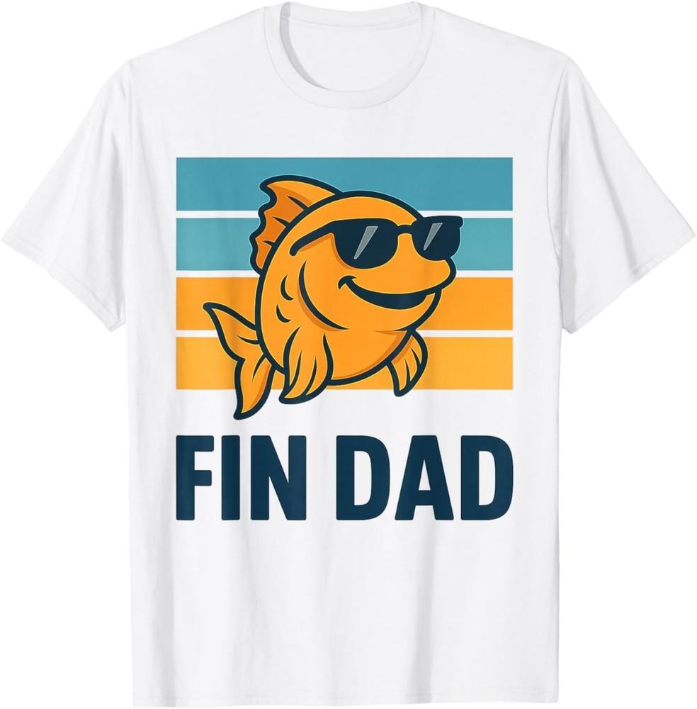 Fin Dad Funny Fish Retro Quote Design T-Shirt XL