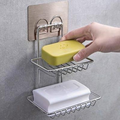 Home Wall Mounted Creative Soap Box Bathroom Toilet Non Perforated Soap Rack Drain Wall Mounted Double Layer Soap Box