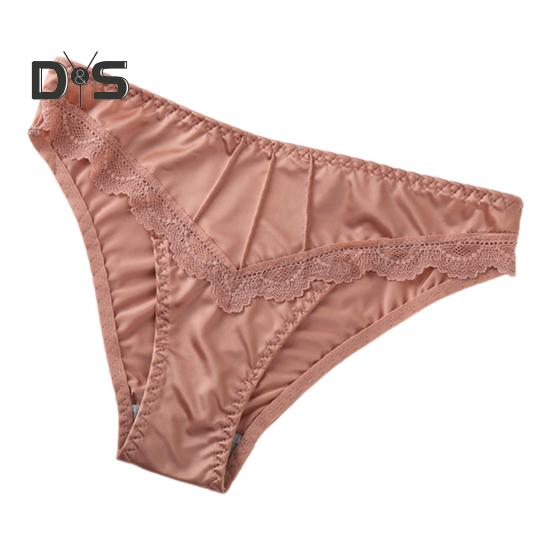 

Женские трусы с низкой талией, бесшовные, с цветочным кружевом, шелковистые, эластичные, повседневные, для медового месяца, брачной ночи, стринги S розовый