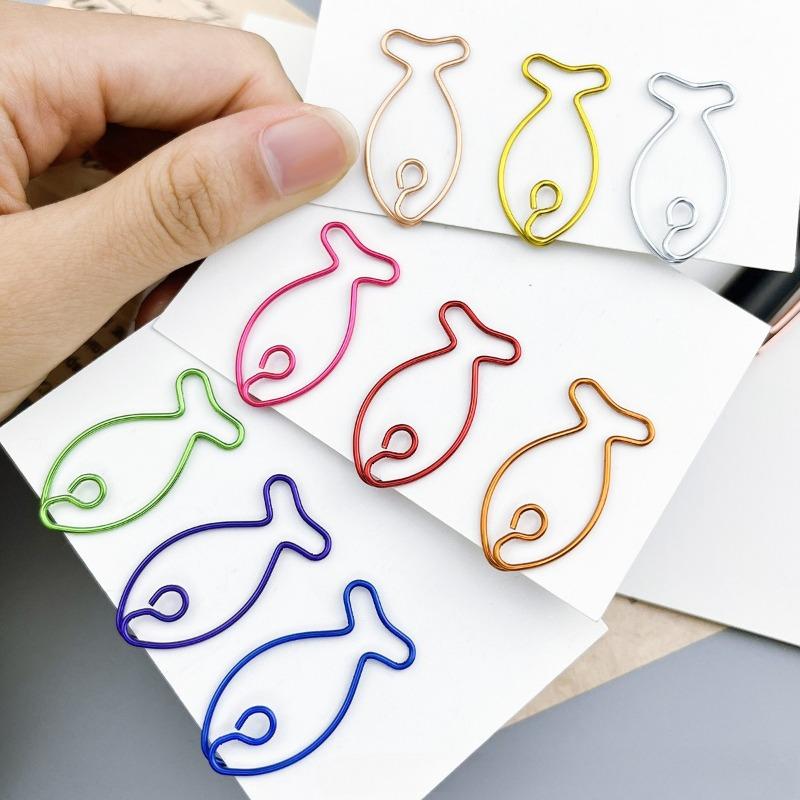 30pcs Creative Fish Paper Clips Metal Decorative Small Colored Paperclips Animal Shaped School Office Supplies for Document