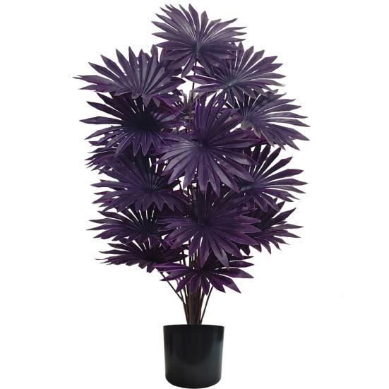 Purple Artificial Palm Tree Realistic Faux Palm Tropical Leaves Fake Palm Branches for Halloween Christmas Indoor Outdoor Decor