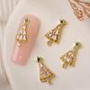 Christmas Nail Rhinestones,3D Nail Charms Santa Reindeer Socks Metal Nail Studs