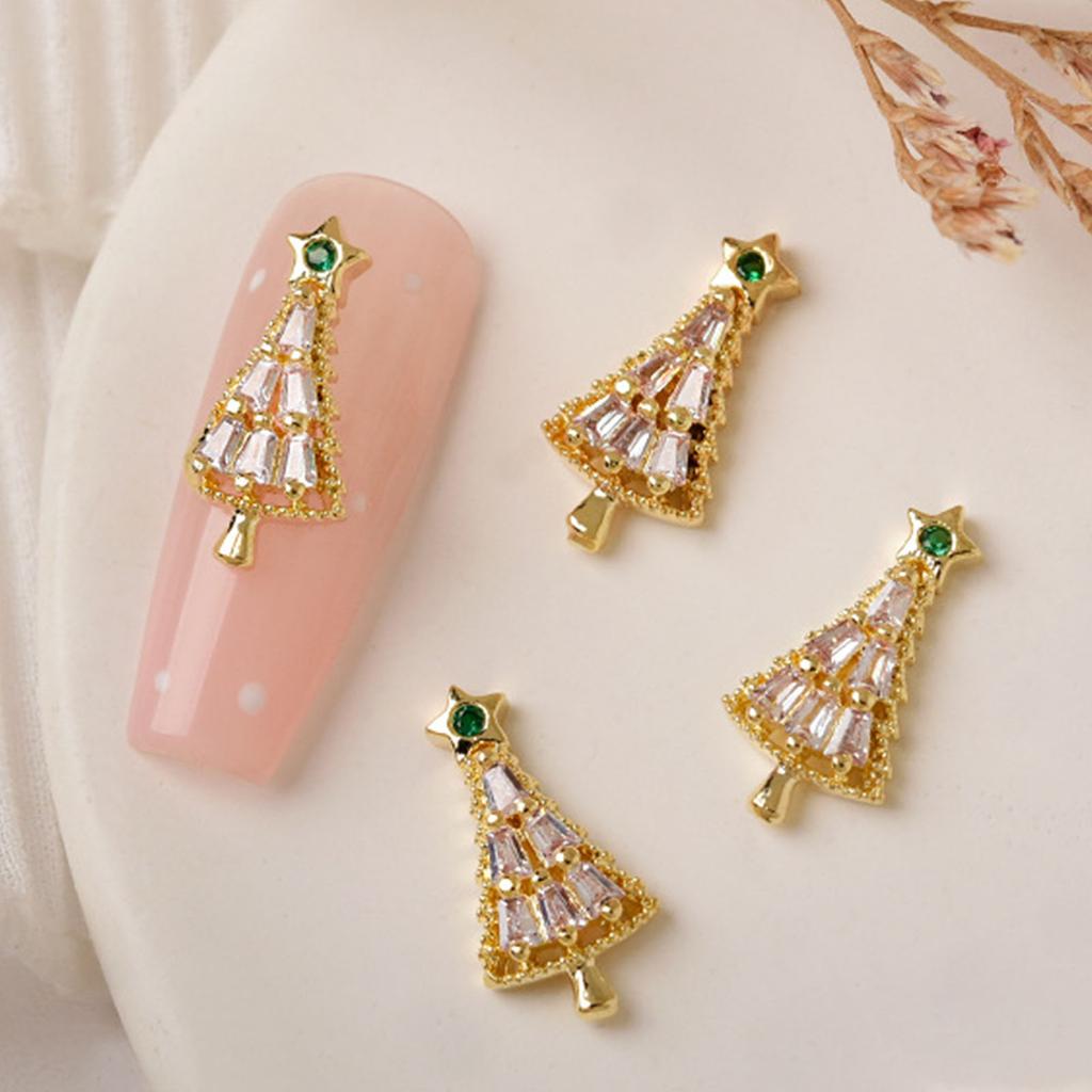 Christmas Nail Rhinestones,3D Nail Charms Santa Reindeer Socks Metal Nail Studs